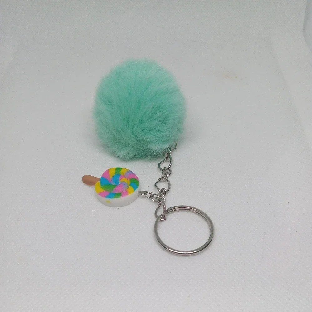 Hand Made Mini Lolipop Charm With a Green Pom Pom